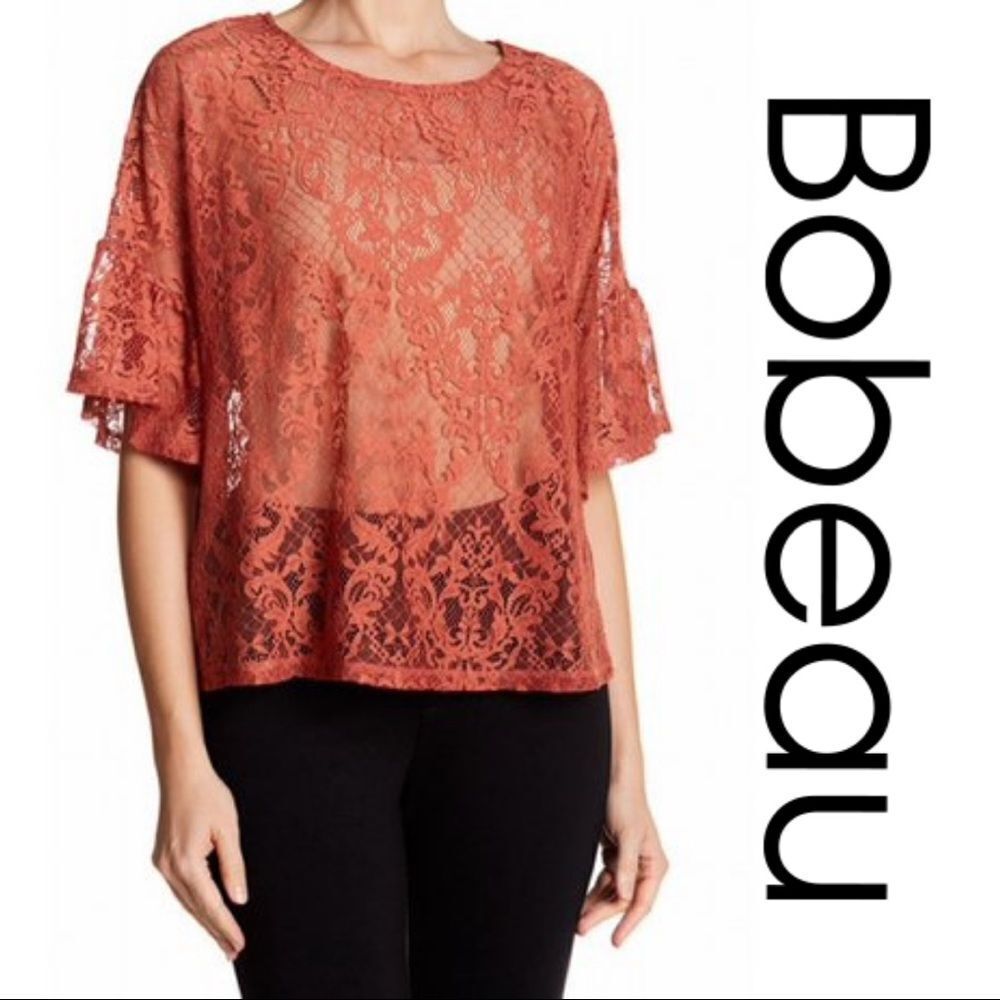 Bobeau Lace Sheer Blouse - Women’s L